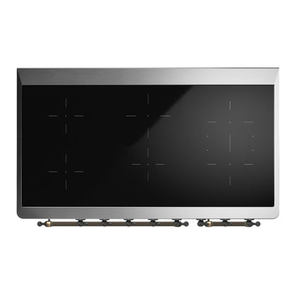 ILVE Majestic III 48" Antique White Induction Range with 6 Elements Triple Glass Door