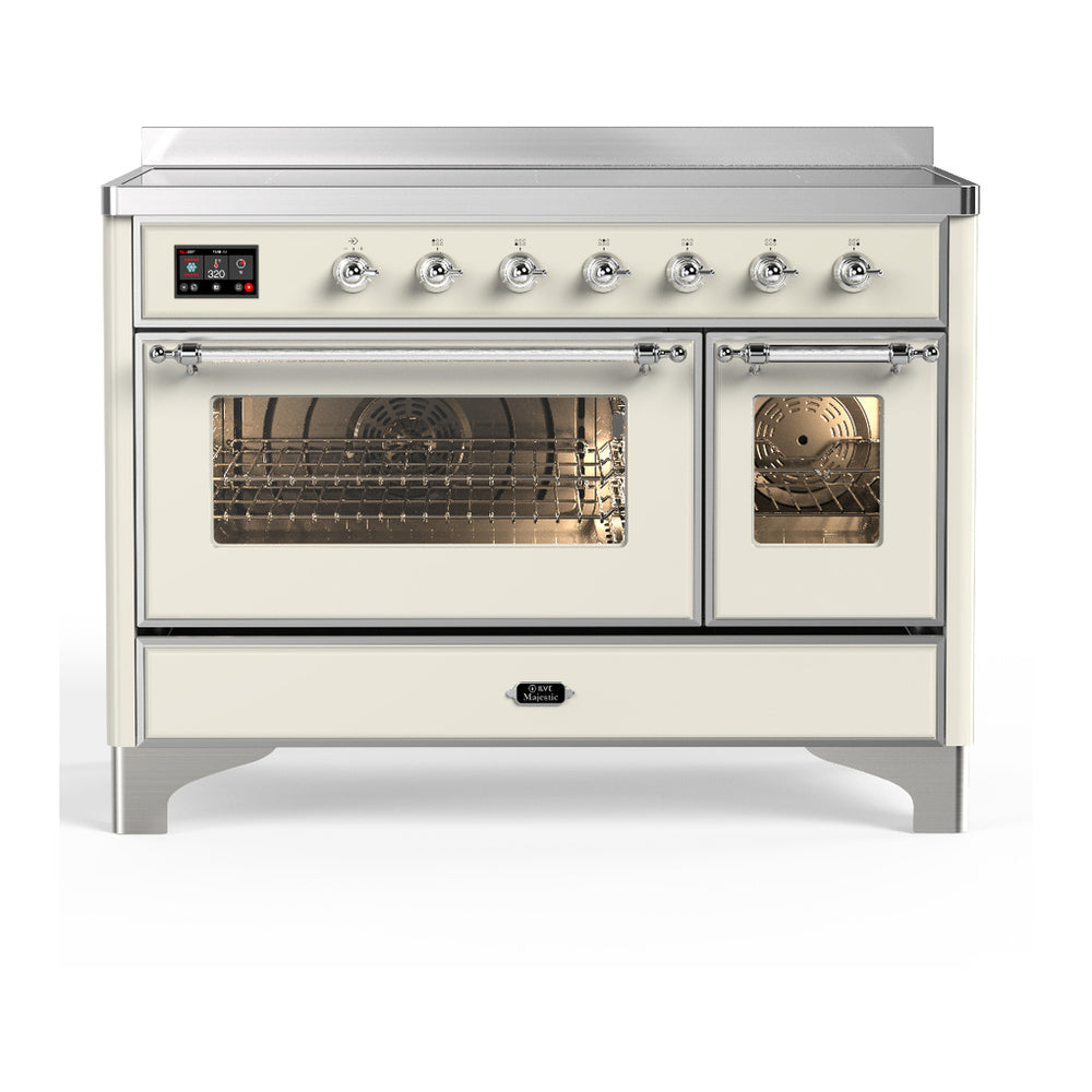 ILVE Majestic III 48" Antique White Induction Range with 6 Elements Triple Glass Door
