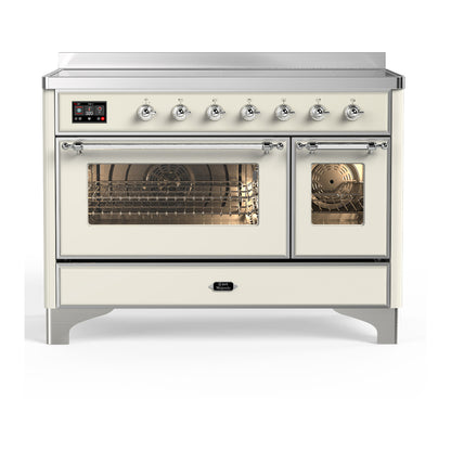 ILVE Majestic III 48" Antique White Induction Range with 6 Elements Triple Glass Door