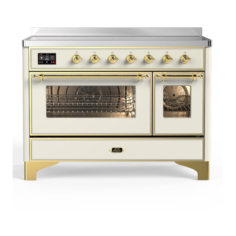 ILVE Majestic III 48" Antique White Induction Range with 6 Elements Triple Glass Door