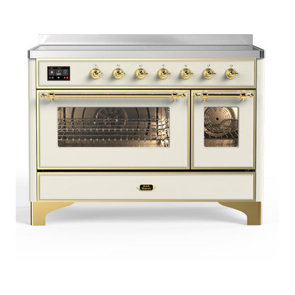 ILVE Majestic III 48" Antique White Induction Range with 6 Elements Triple Glass Door