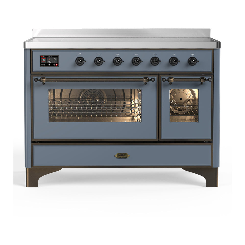 ILVE Majestic III 48" Blue Grey Induction Range with 6 Elements Triple Glass Door