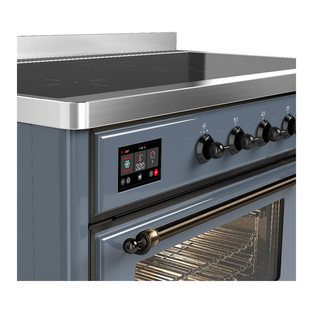 ILVE Majestic III 48" Blue Grey Induction Range with 6 Elements Triple Glass Door