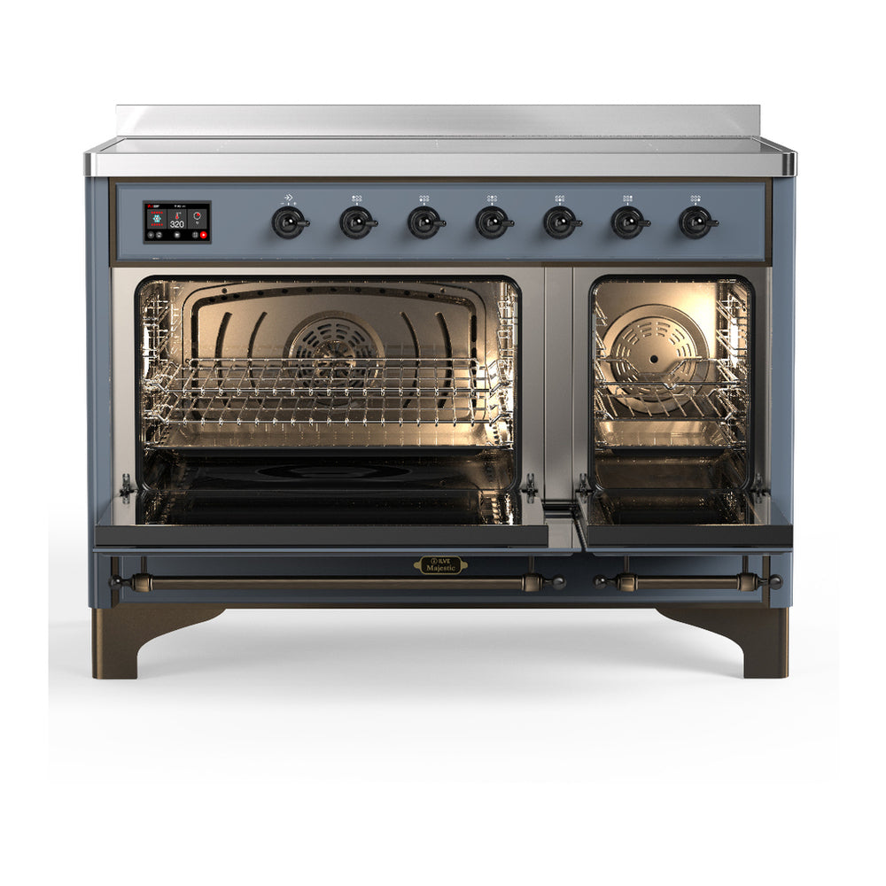 ILVE Majestic III 48" Blue Grey Induction Range with 6 Elements Triple Glass Door