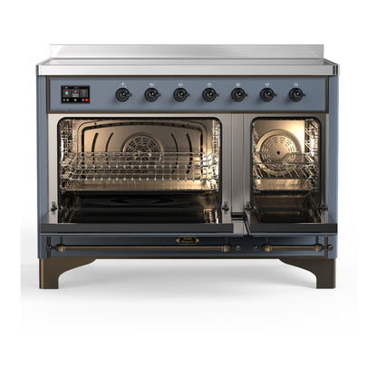 ILVE Majestic III 48" Blue Grey Induction Range with 6 Elements Triple Glass Door