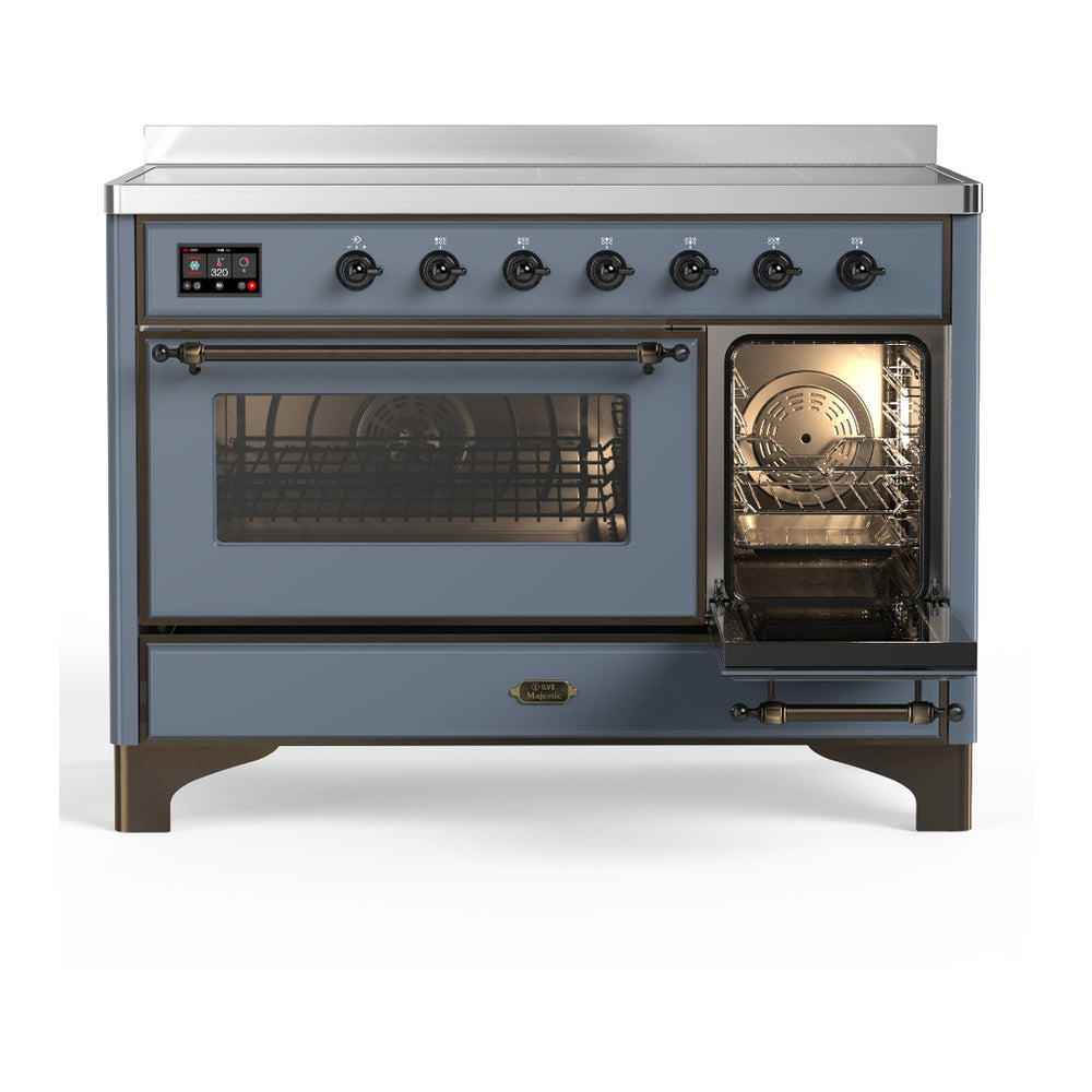 ILVE Majestic III 48" Blue Grey Induction Range with 6 Elements Triple Glass Door
