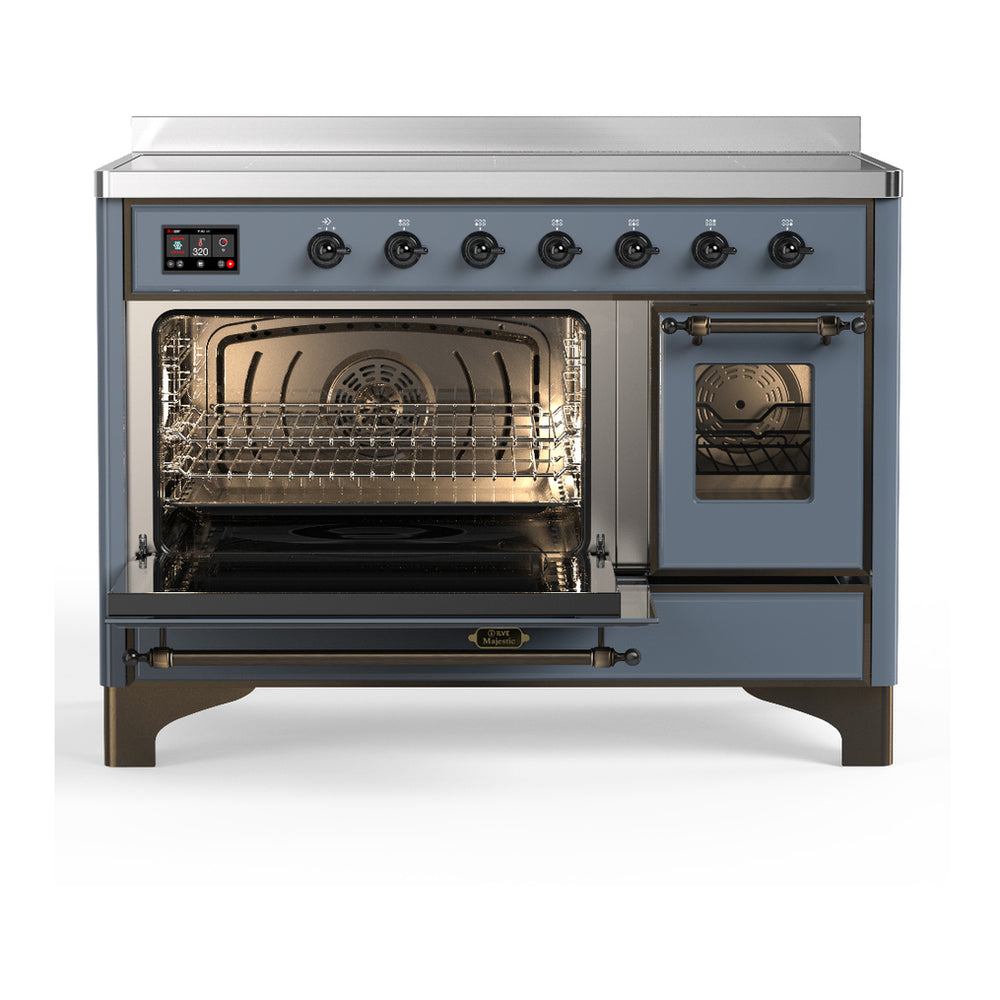 ILVE Majestic III 48" Blue Grey Induction Range with 6 Elements Triple Glass Door