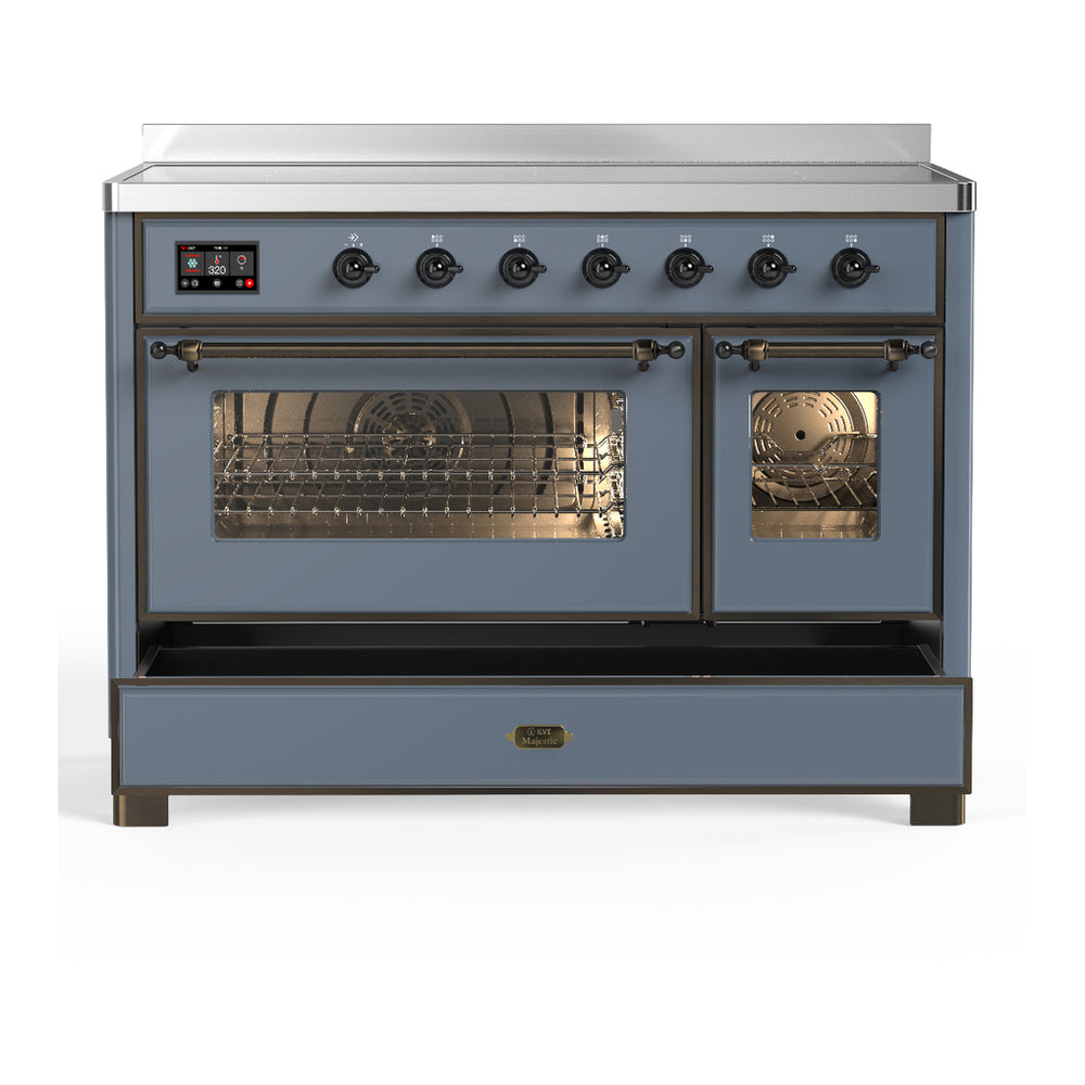 ILVE Majestic III 48" Blue Grey Induction Range with 6 Elements Triple Glass Door
