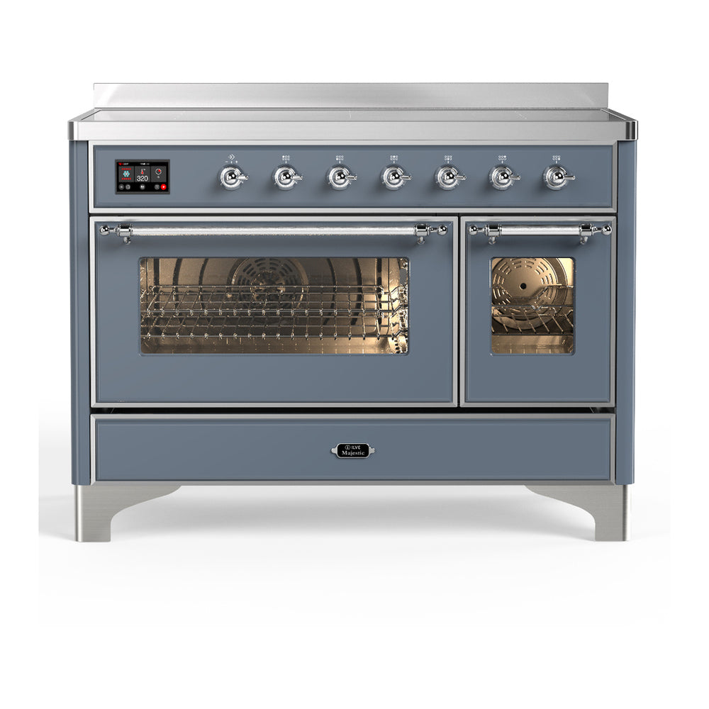 ILVE Majestic III 48" Blue Grey Induction Range with 6 Elements Triple Glass Door
