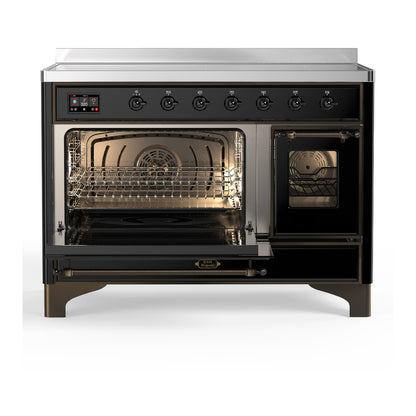 ILVE Majestic III 48" Glossy Black Induction Range with 6 Elements Triple Glass Door