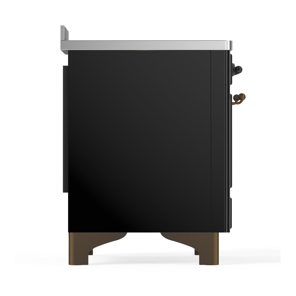 ILVE Majestic III 48" Glossy Black Induction Range with 6 Elements Triple Glass Door