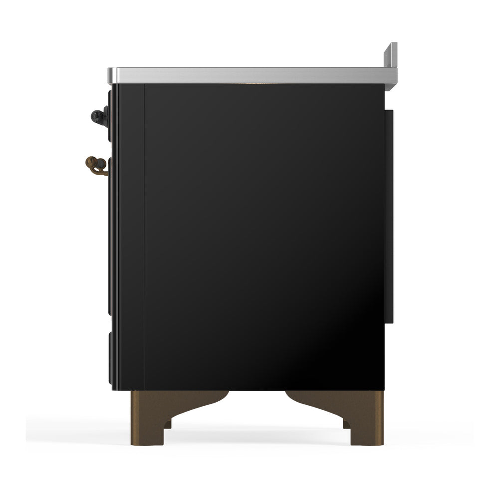 ILVE Majestic III 48" Glossy Black Induction Range with 6 Elements Triple Glass Door