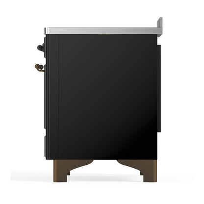 ILVE Majestic III 48" Glossy Black Induction Range with 6 Elements Triple Glass Door