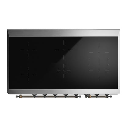 ILVE Majestic III 48" Glossy Black Induction Range with 6 Elements Triple Glass Door