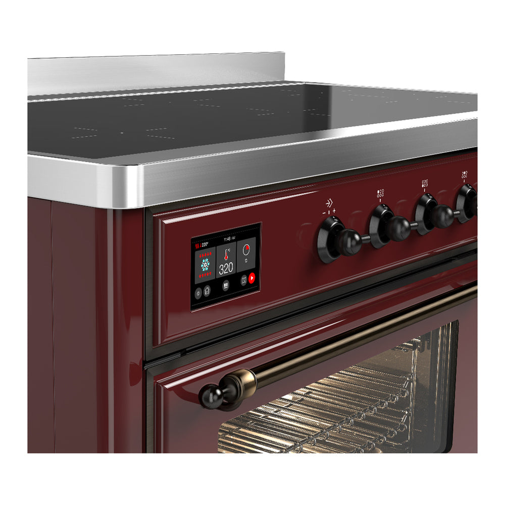 ILVE Majestic III 48" Burgundy Induction Range with 6 Elements Triple Glass Door