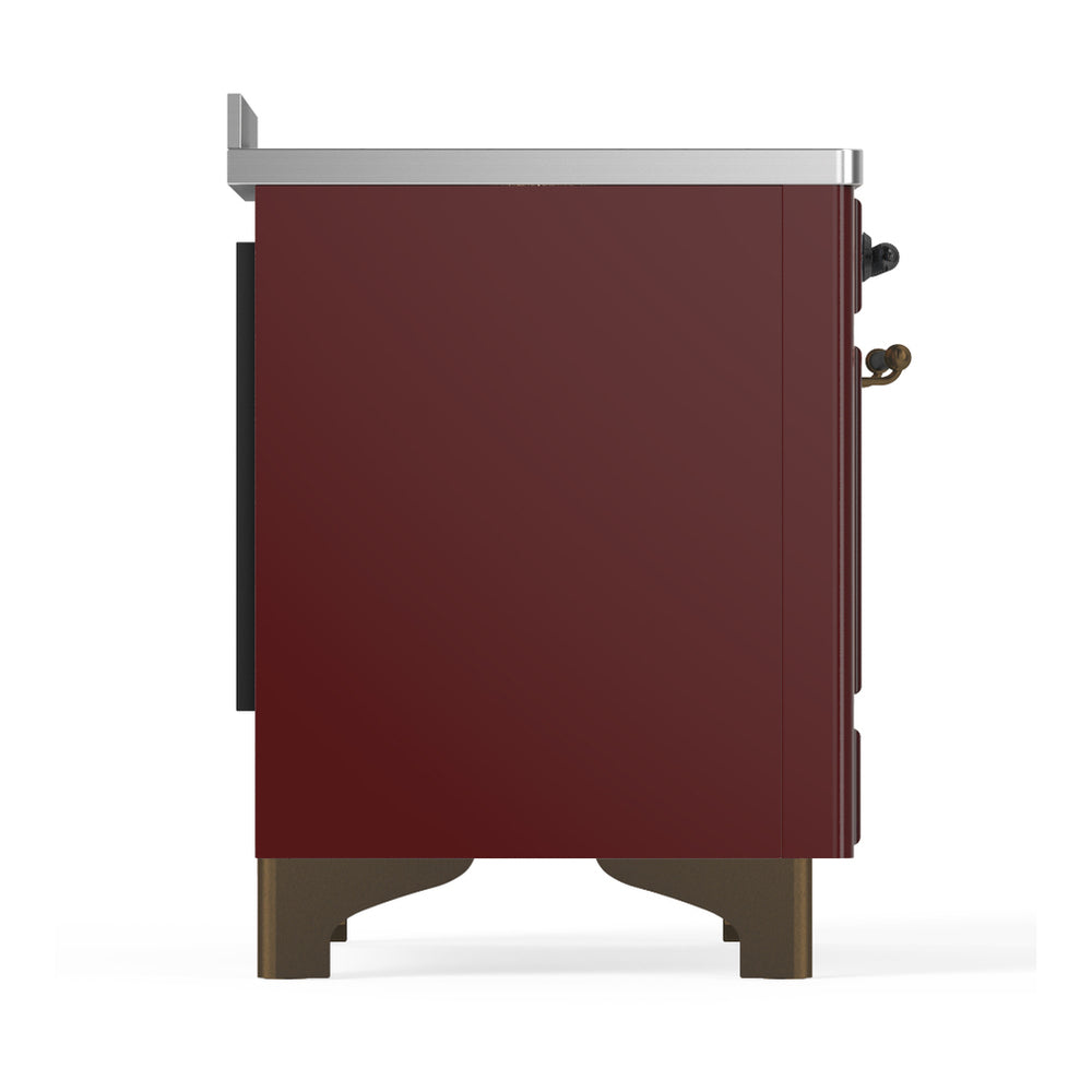 ILVE Majestic III 48" Burgundy Induction Range with 6 Elements Triple Glass Door