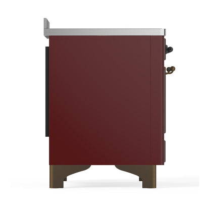 ILVE Majestic III 48" Burgundy Induction Range with 6 Elements Triple Glass Door
