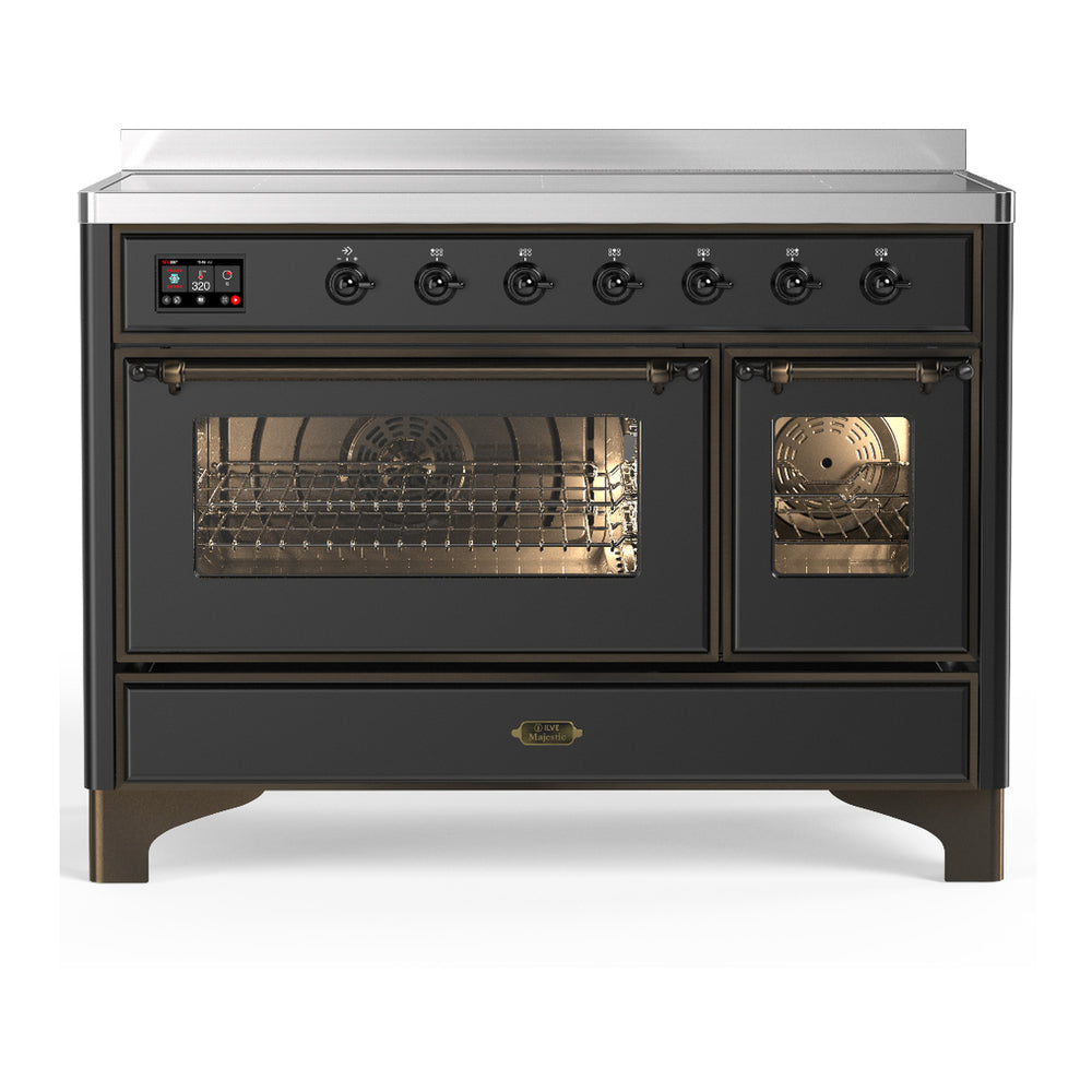 ILVE Majestic III 48" Graphite Matte Induction Range with 6 Elements Triple Glass Door