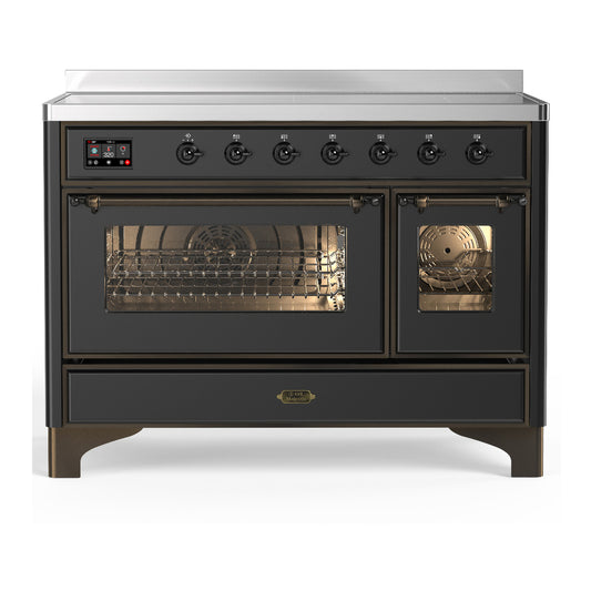 ILVE Majestic III 48" Graphite Matte Induction Range with 6 Elements Triple Glass Door