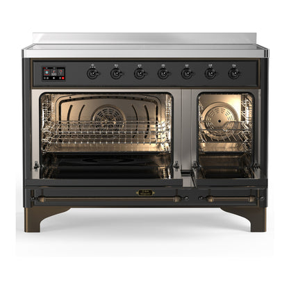 ILVE Majestic III 48" Graphite Matte Induction Range with 6 Elements Triple Glass Door