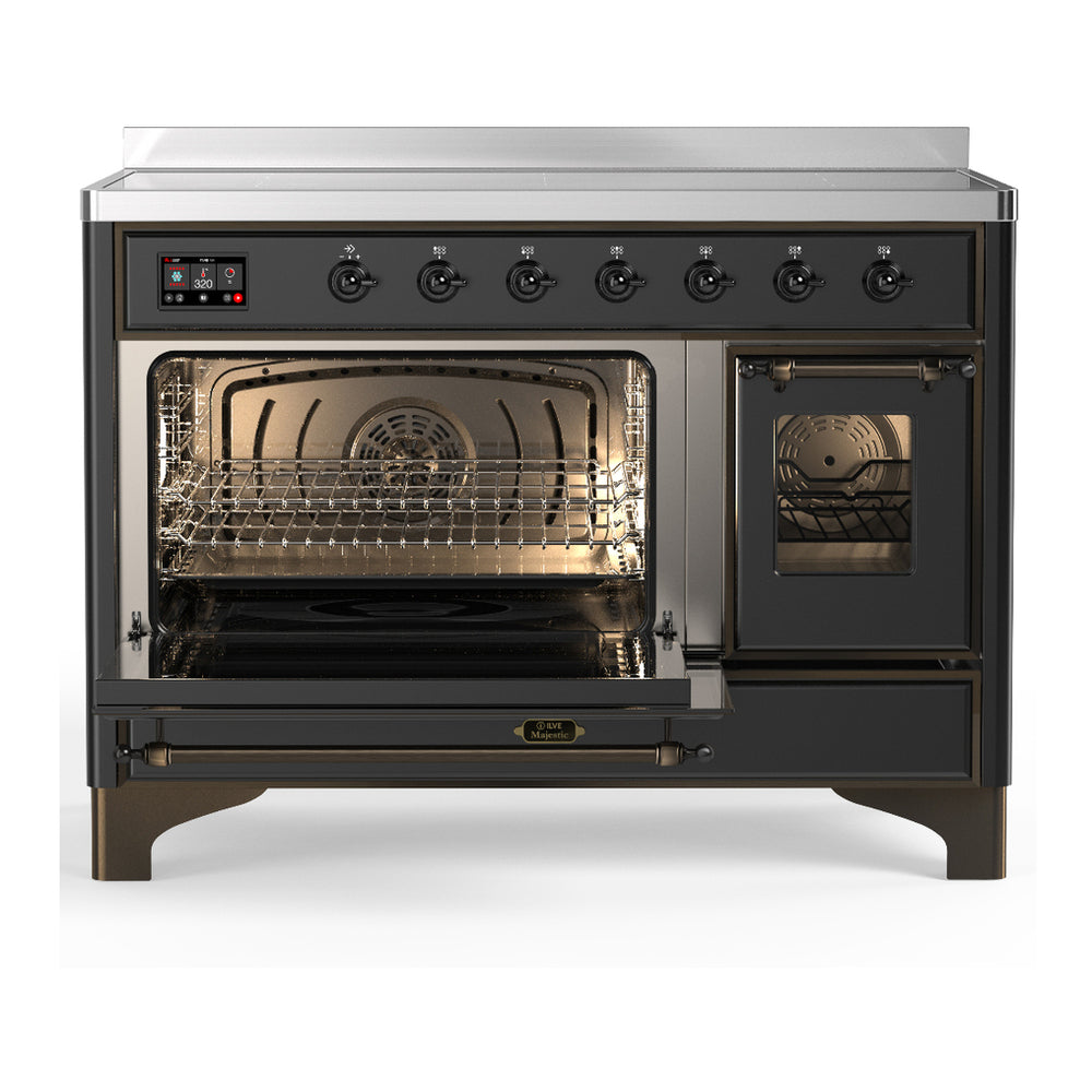 ILVE Majestic III 48" Graphite Matte Induction Range with 6 Elements Triple Glass Door