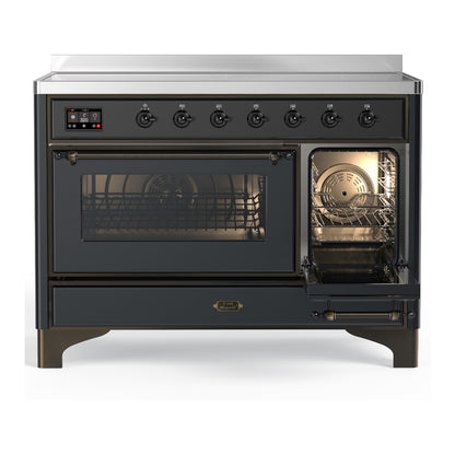 ILVE Majestic III 48" Graphite Matte Induction Range with 6 Elements Triple Glass Door