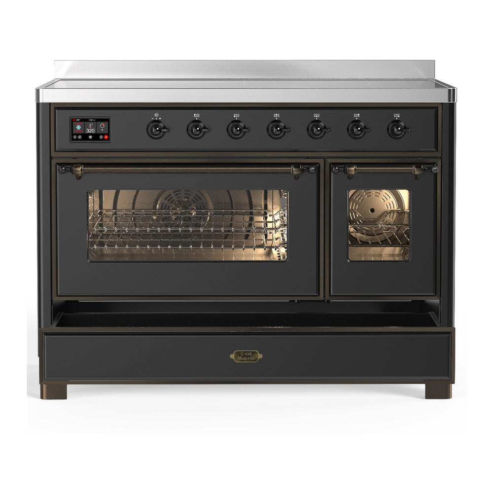 ILVE Majestic III 48" Graphite Matte Induction Range with 6 Elements Triple Glass Door