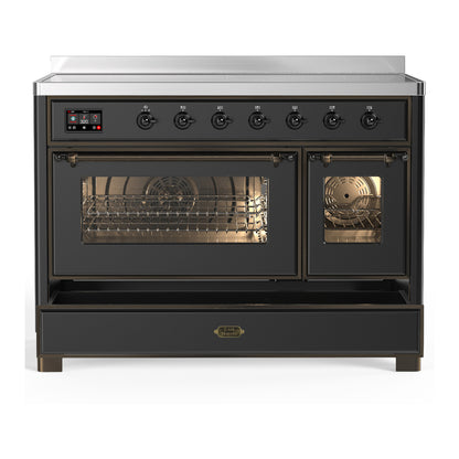 ILVE Majestic III 48" Graphite Matte Induction Range with 6 Elements Triple Glass Door
