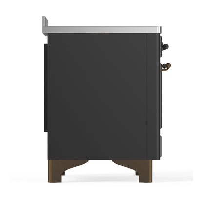 ILVE Majestic III 48" Graphite Matte Induction Range with 6 Elements Triple Glass Door