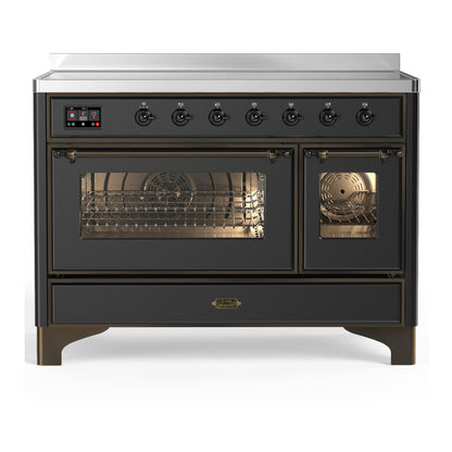 ILVE Majestic III 48" Graphite Matte Induction Range with 6 Elements Triple Glass Door