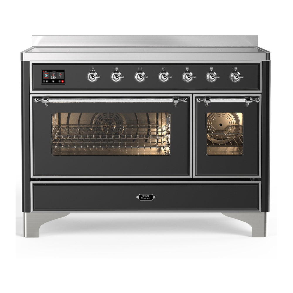 ILVE Majestic III 48" Graphite Matte Induction Range with 6 Elements Triple Glass Door