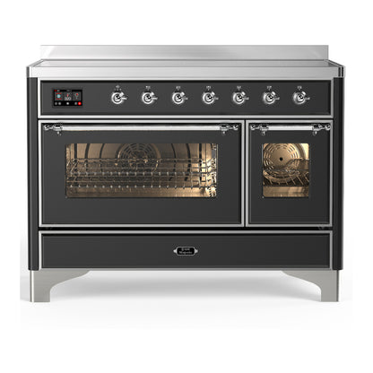 ILVE Majestic III 48" Graphite Matte Induction Range with 6 Elements Triple Glass Door