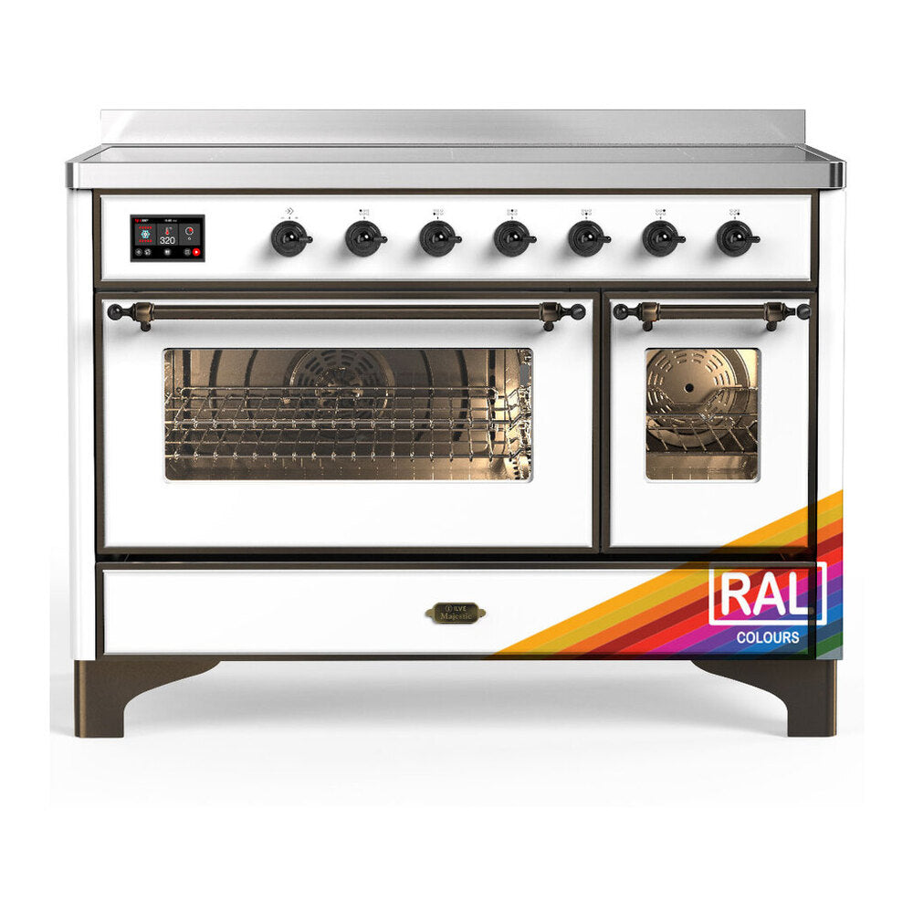 ILVE Majestic III 48" RAL Induction Range with 6 Elements Triple Glass Door