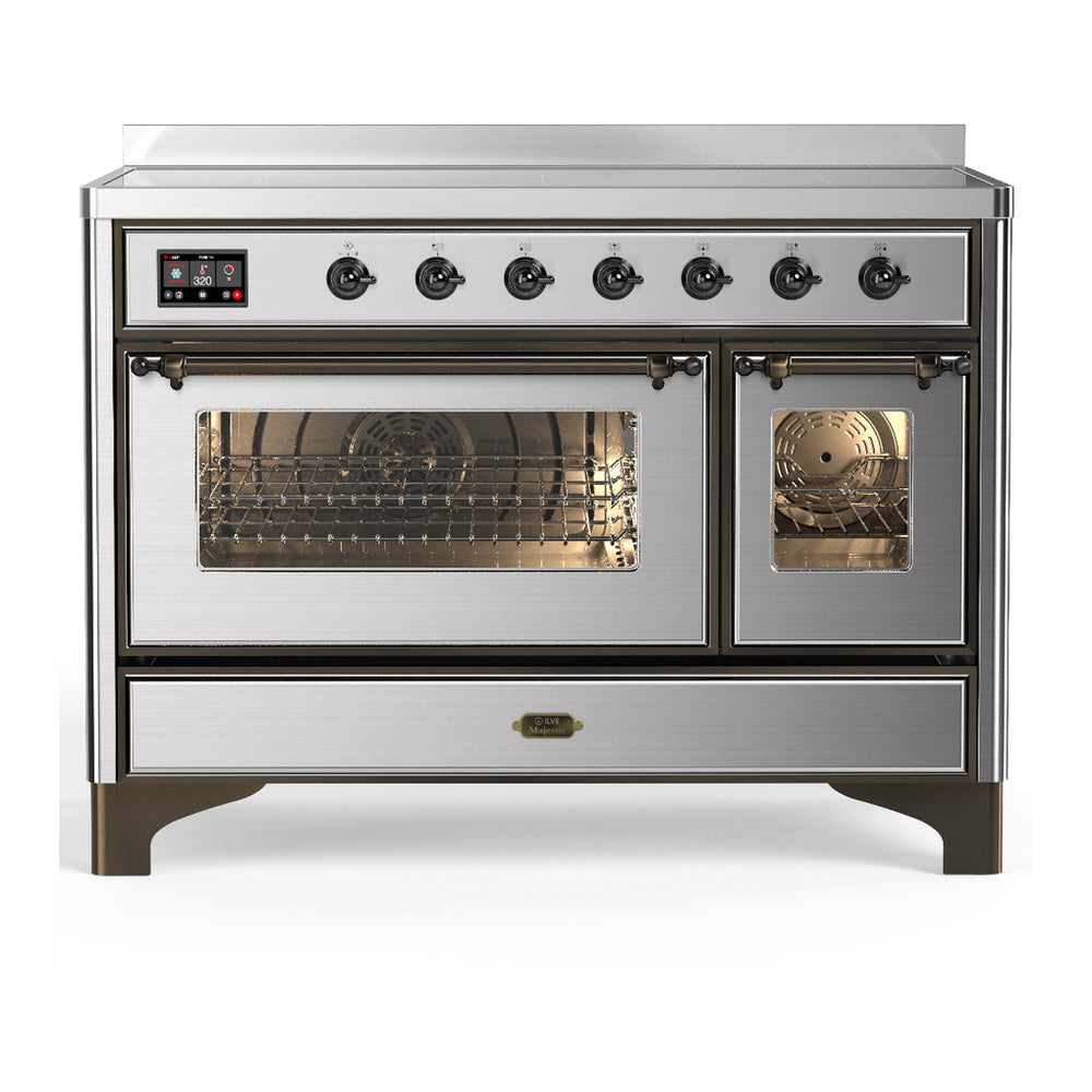 ILVE Majestic III 48" Stainless Steel Induction Range with 6 Elements Triple Glass Door
