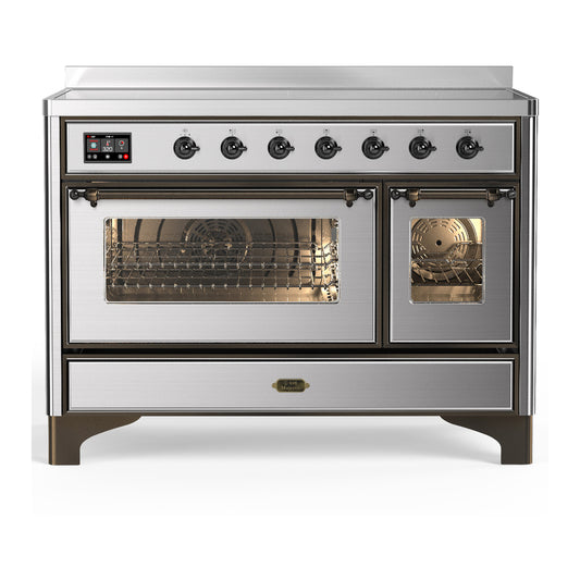 ILVE Majestic III 48" Stainless Steel Induction Range with 6 Elements Triple Glass Door