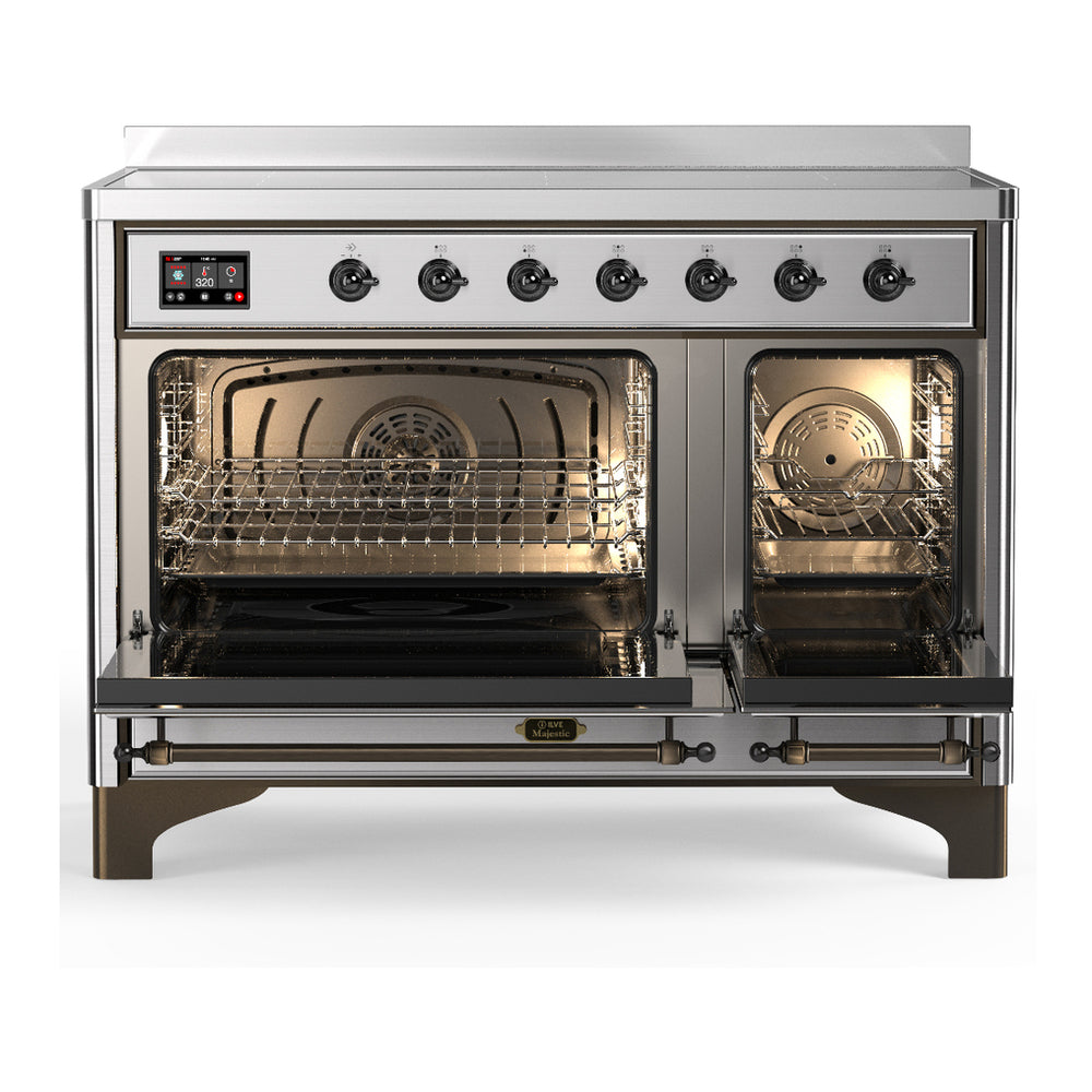 ILVE Majestic III 48" Stainless Steel Induction Range with 6 Elements Triple Glass Door