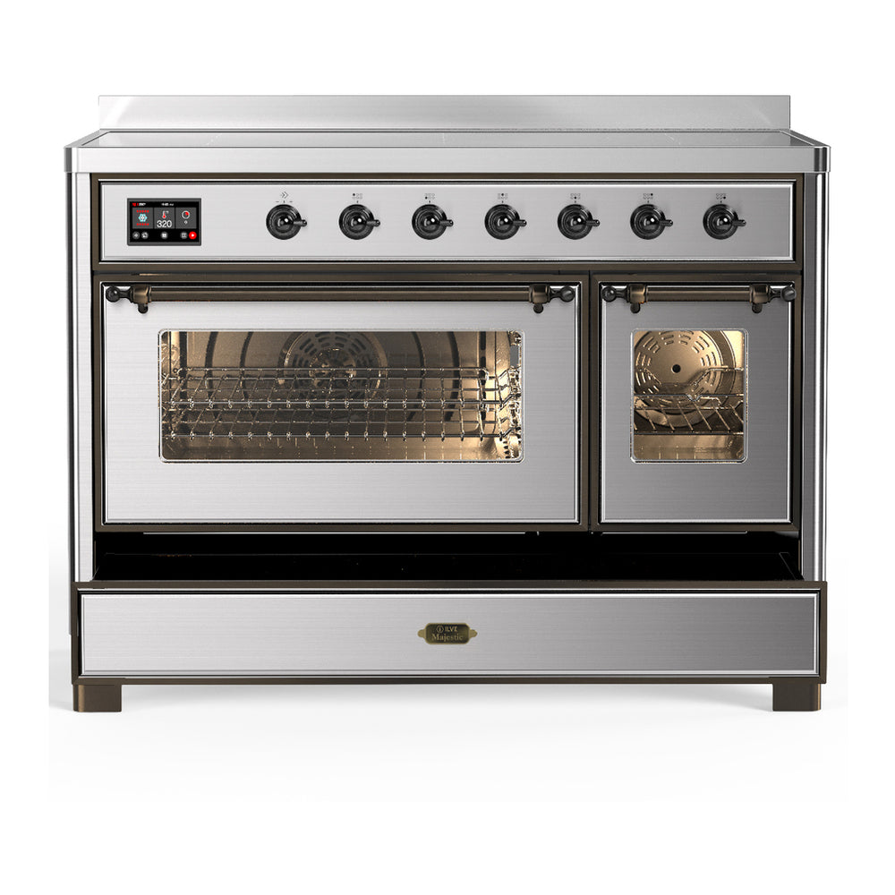 ILVE Majestic III 48" Stainless Steel Induction Range with 6 Elements Triple Glass Door