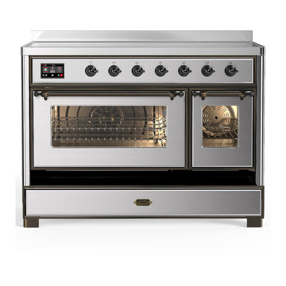 ILVE Majestic III 48" Stainless Steel Induction Range with 6 Elements Triple Glass Door