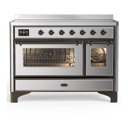 ILVE Majestic III 48" Stainless Steel Induction Range with 6 Elements Triple Glass Door