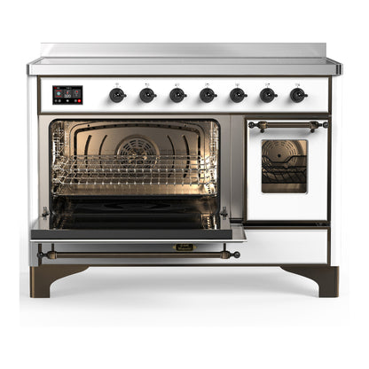 ILVE Majestic III 48" White Induction Range with 6 Elements Triple Glass Door