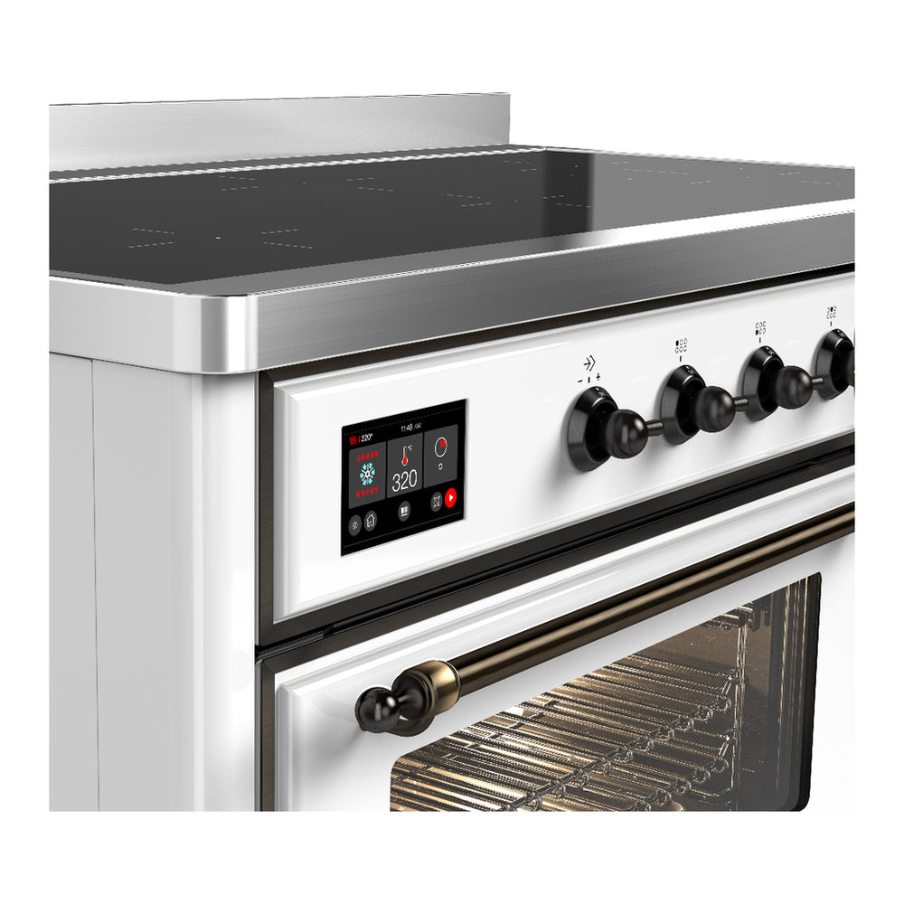 ILVE Majestic III 48" White Induction Range with 6 Elements Triple Glass Door