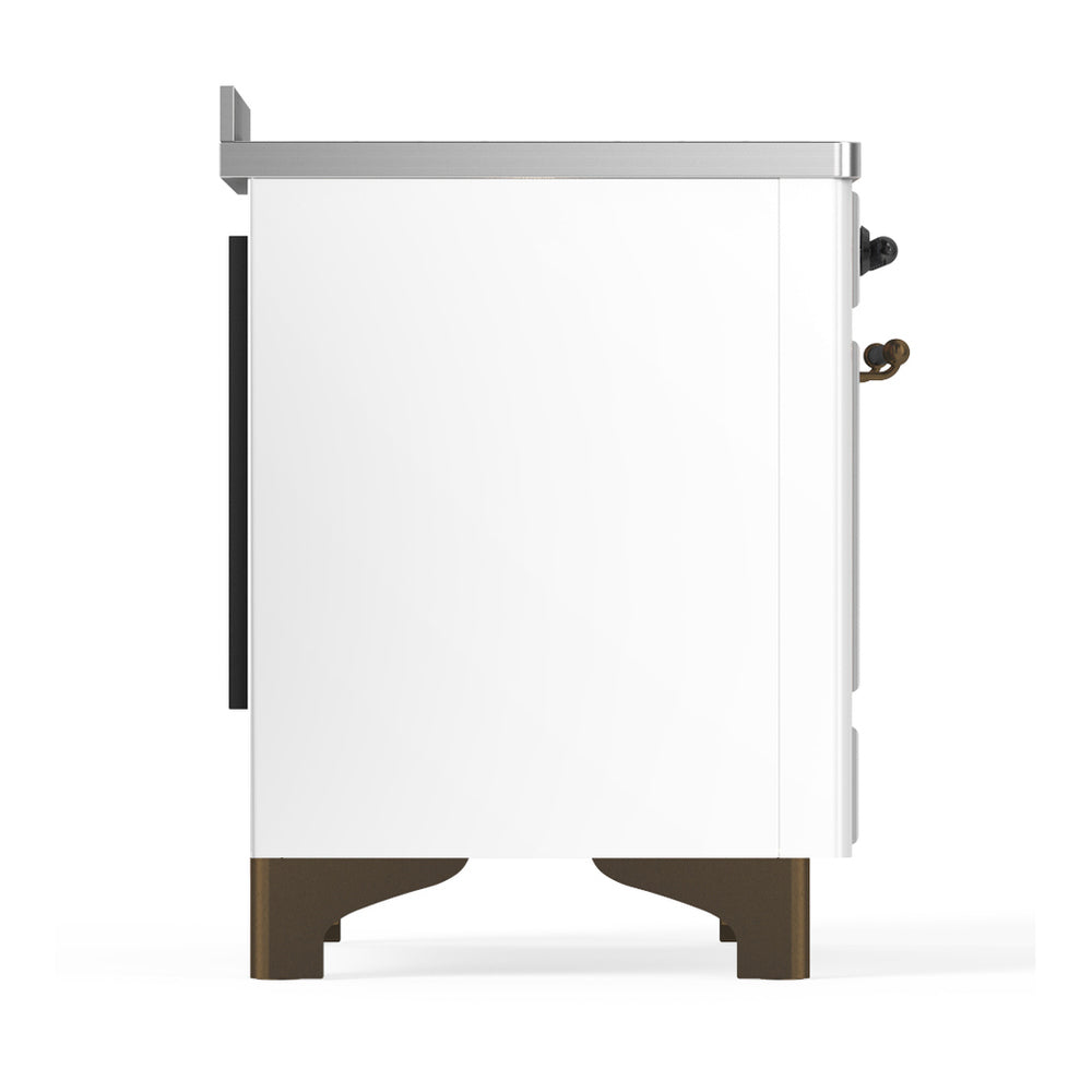 ILVE Majestic III 48" White Induction Range with 6 Elements Triple Glass Door