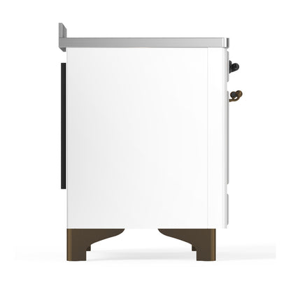 ILVE Majestic III 48" White Induction Range with 6 Elements Triple Glass Door