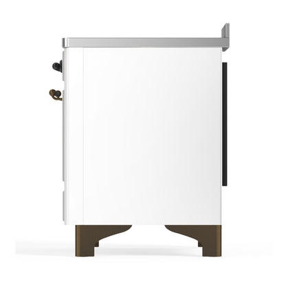 ILVE Majestic III 48" White Induction Range with 6 Elements Triple Glass Door