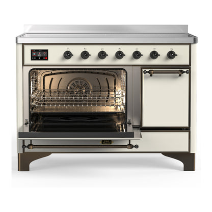 ILVE Majestic III 48" Antique White Induction Range with 6 Elements Solid Door