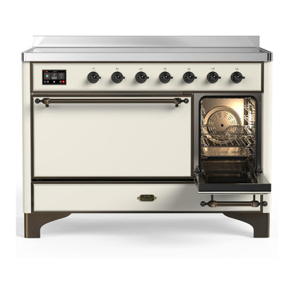 ILVE Majestic III 48" Antique White Induction Range with 6 Elements Solid Door