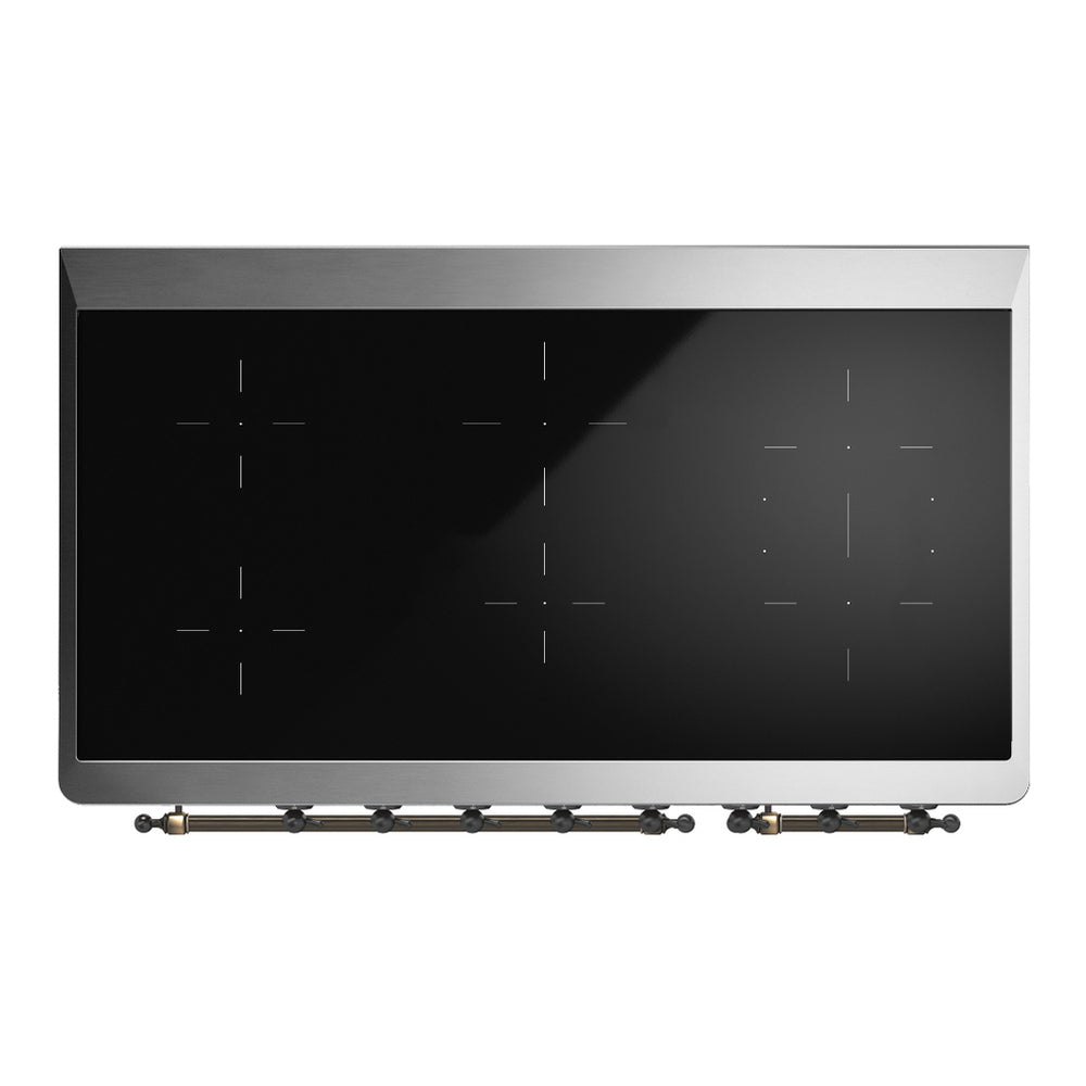ILVE Majestic III 48" Antique White Induction Range with 6 Elements Solid Door