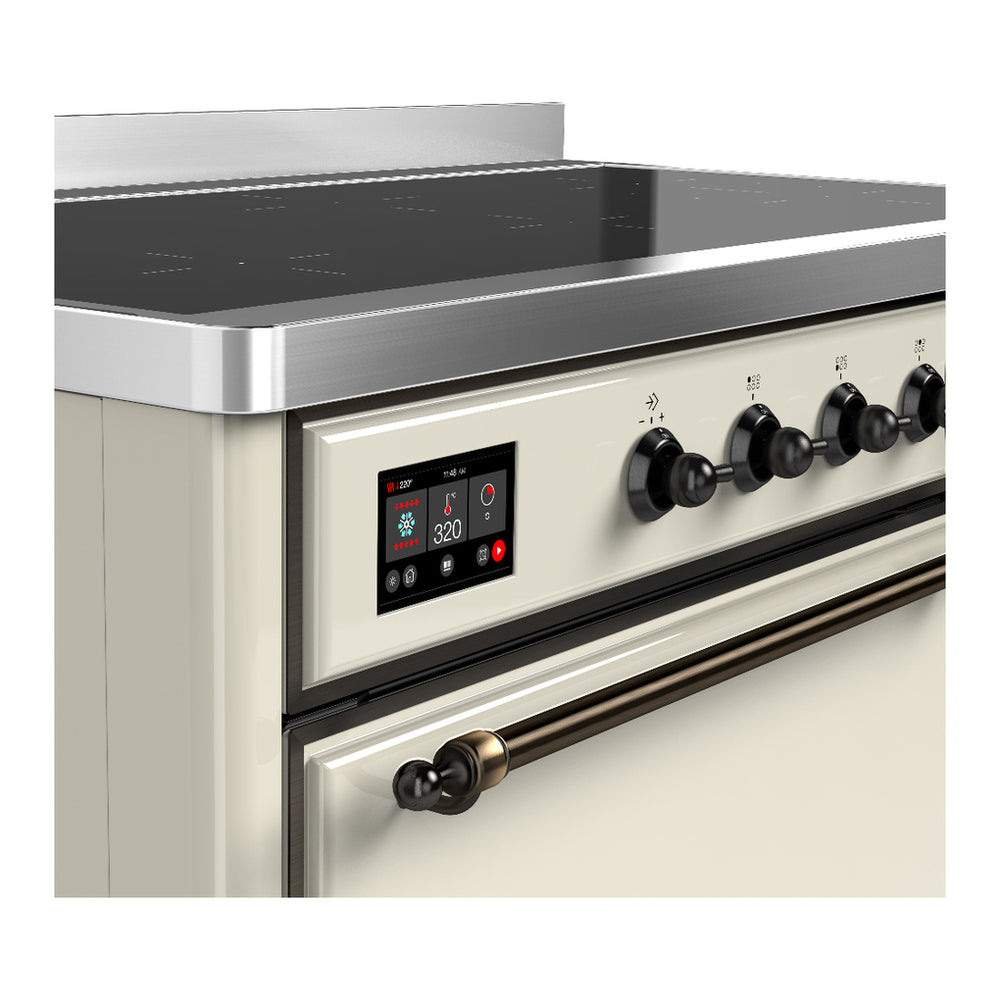 ILVE Majestic III 48" Antique White Induction Range with 6 Elements Solid Door