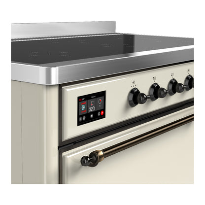 ILVE Majestic III 48" Antique White Induction Range with 6 Elements Solid Door