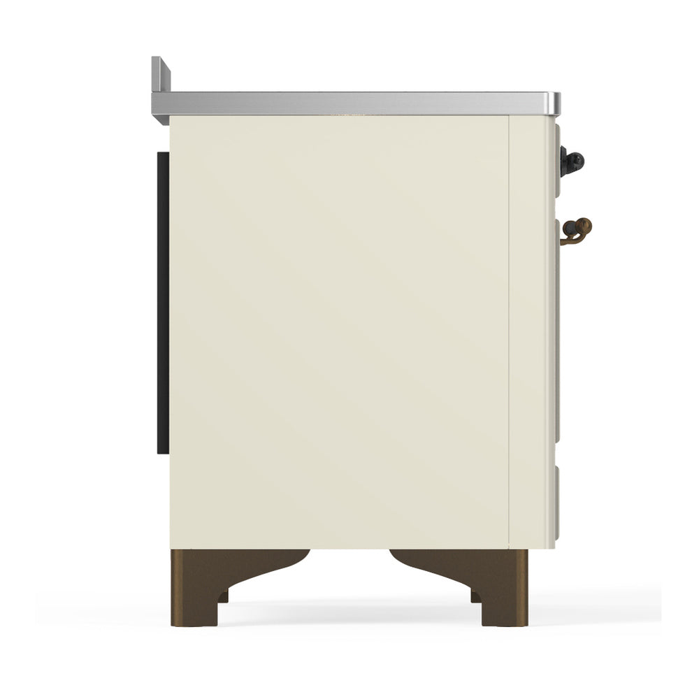 ILVE Majestic III 48" Antique White Induction Range with 6 Elements Solid Door